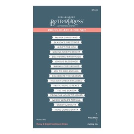 Spellbinders Merry & Bright Sentiment Strips Press Plate & Die Set from The More BetterPress Christmas Collection
