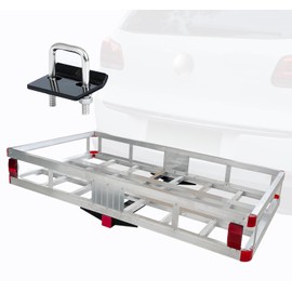 MaxxHaul Aluminum Cargo Carrier with Hitch Tightener Trailer Hitch Mount for RV Truck SUV Van Car with 2" Receiver - 500 lb. Load Cap. 47.25" x 20.25 x 6 Inner Dims. 49" x 22" x 6" Outer Dims.