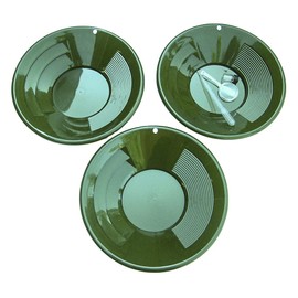 Make Your Own Gold Bars Lot of 3 Green 10 inch Gold Pans wSnuffer, Vial & Magnifier