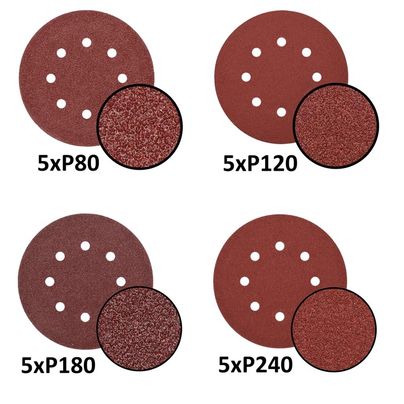 Pack of 20 8 Hole 150 mm Sanding Discs Strong