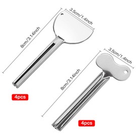 8 Pieces Metal Toothpaste Squeezer, Tube Squeezer, Stainless Steel, Roll Tube Squeezer Toothpaste, Tube Squeezer for Bathroom, Toothpaste Squeeze Tube, Tube Roller, Household Aid for Toothpaste Tube