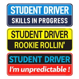 KVAEY 3 PCS Student Driver Magnet for Car, Clear Visible Reflective Magnetic Sticker Set, Removable Funny Weather Resistant Novice Rookie Safety Attention Sign for Bumper & Windows (Blue)