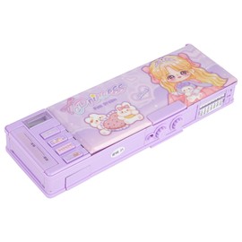 Meliyya Pop up Pencil Case Cartoon Multi Pen Box with Password Lock Sharpener Schedule Whiteboard Christmas Birthday Stationery Gifts for Teen, Purple
