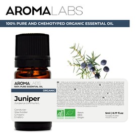 Bio - Juniper Essential Oil - 5mL - 100% Pure, Natural, Chemotyped and AB Certified - AROMA LABS (French Brand)