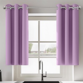 ORINOVA Purple Room Darkening Curtains for Bedroom Short Blackout Thermal Insulated Window Grommit Curtains 2 Panel Sets 34x36 Inch Length Home Décor