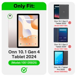 Bolete Kids Case for Onn 10.1 Tablet Case 2024 Gen 4 (Model:100135925),Kidfriendly Shockproof Soft EVA Adjustable Stand Cover for Onn Tablet 10.1 Inch 2024,Green