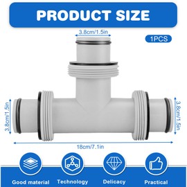 T-Piece Pool Hose Connector Diameter 38 mm: 3-Way Pool Hose Connector, Pool T Piece 38 mm, Pool 3-Way Valve 38 mm, Pool Hose Connector Extension, Pool Hose Adapter for Intex Bestway Coleman