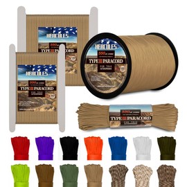 HERCULES Type III Paracord 550 Paracord Rope Parachute Cord, 100' Desert Tan Paracord for Camping Rope, Survival Rope