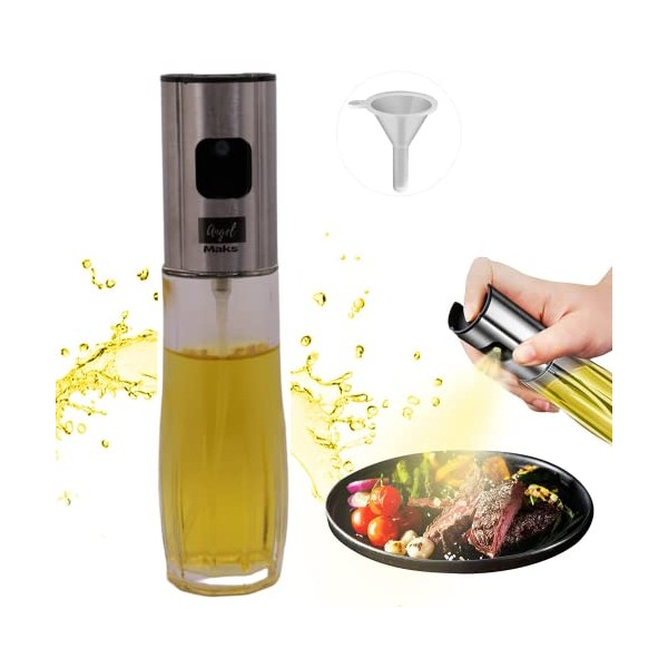 NEW DESIGN Angel Maks Glass Oil Sprayer for Cooking, Olive Oil, Mister, food safe 100 ml