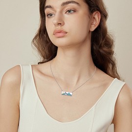YYmqmq Mountain Necklace for Women 925 Sterling Silver Abalone Mountain Pendant Nature Jewelry Hiking Gifts for Hikers Campers