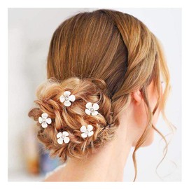 Yokawe Horquillas para el pelo de novia plateadas con diseño de flores para mujeres y niñas (paquete de 5)