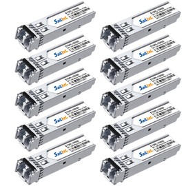 1.25G SFP 1000Base-SX,Gigabit Multimode SFP LC Duplex Transceiver,850nm MMF, up to 550 Meters, Compatible with Cisco, Ubiquiti , Mikrotik,Netgear, D-Link and More (10 Pack)