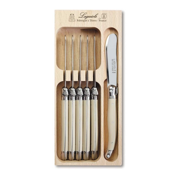 Laguiole 6pc Butter Knife Set In Tray (Wild Flowers)