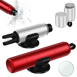 NEUTYPECHIC Pack of 2 Emergency Hammer Car with Seat Belt Cutter, Portable, Glass Breaker, Seat Belt Cutter, Window Breaker for Car Window, 2 in 1 (Silver + Red)