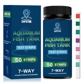 Aquarium Test Strips, 7-Way Aquarium Test Kit for Freshwater Saltwater,50 Strips Quick and Accurate Fish Tank Pond Test Strips,Test Nitrate, Nitrite, Chlorine,Hardness,Alkalinity, Carbonate, Ph