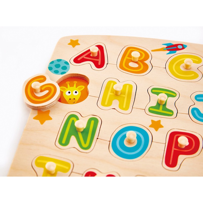 Hape Alfabeto Peg Puzzle Game, Multicolor, 5'' x 2''