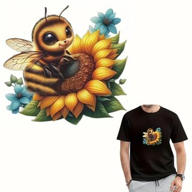 Colorful Bee Sunflower Iron On Transfers for T-Shirts Rub on Transfers Stickers Vinyl Ready to Press Stickers Iron on Decals for T-Shirts Clothing Hoodie DIY Crafts
