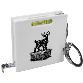 Azeeda 'Goat On Straw Bale' Keyring Tape Measure/Spirit Level Tool (KM00038473)