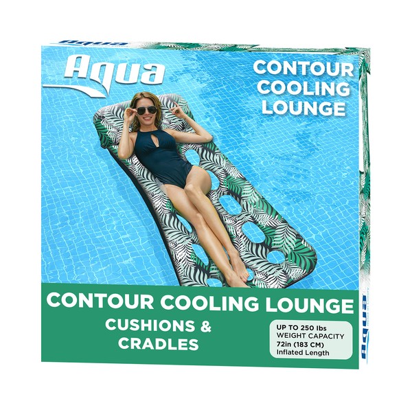 Aqua 18-Pocket Inflatable Contour Lounge, Luxury Fabric, Suntanner Pool Float,