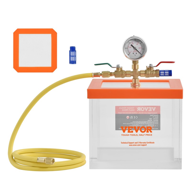 VEVOR 2 Gallon Vacuum Chamber, Upgraded Multipurpose Acrylic Vacuum Degassing