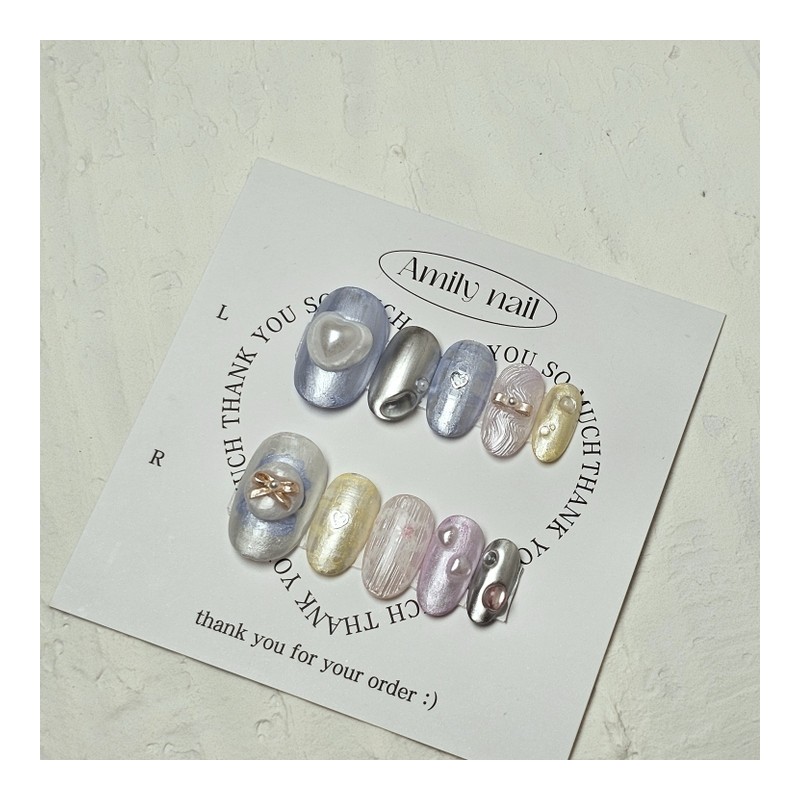 Satin Lovey [Handmade Nail Tips] Emily Nail - Long Square