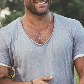 .925 Sterling Silver Navigation Compass 1 Pendant Necklace, 22