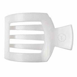 TELETIES - Large Flat Square Clip - For Lying Down, Yoga, Driving & More - Strong Grip, Bendable Teeth, Comfortable Curved Design - Ideal for Thick Hair - Core Collection - Coconut White