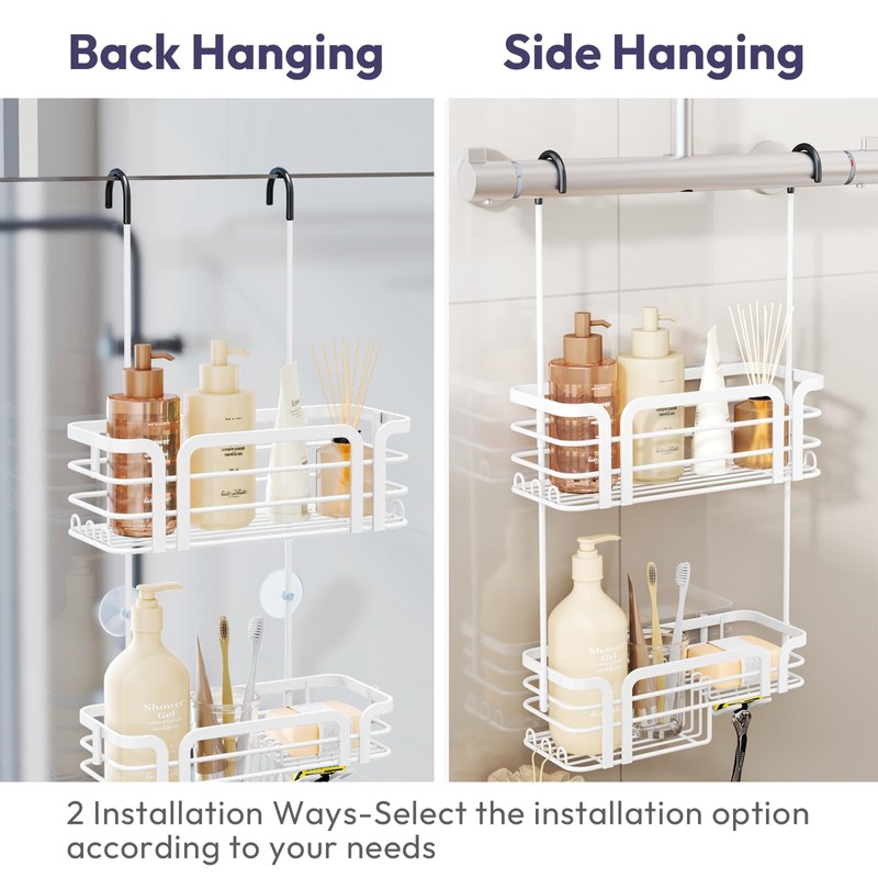 SWTYMIKI Shower Caddy Hanging Organizer - Over the Door Shower