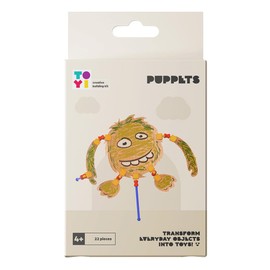 Toyi Puppets Mini Building Kit - 22 pcs Puppet Making Craft Set, Build Your Own Characters, DIY Construction Toolkit, Children’s Crafts & Building Sets, Kids STEM Toys, Art Gifts, Age 4 Years Old +