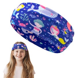 Elastic Headbands for Girls, Non Slip Stretchy Headbands for Kids Soft Sports Hairband Workout Sweatbands Mermaid Wide Head Band for Running Sports Yoga Hair Accessories A7MRYTD