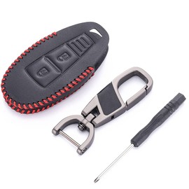 [BKY] Suzuki Car Leather Smart Key Case for Grand SX4 S-CROSS Ignis, Escudo, Swift, Baleno, Black