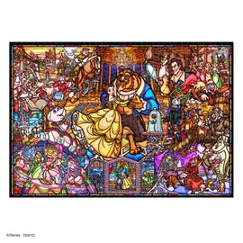 1000 Piece Jigsaw Puzzle, Beauty and the Beast Story, Stained Glass, Pure White, 20.1 x 29.9 inches (51 x 73.5 cm)