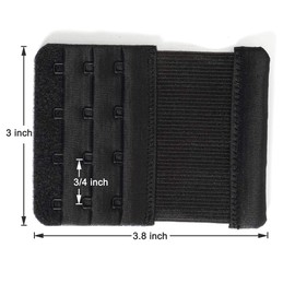 YARBAR Bra Extender Bra Extension Hook, 4 Tiers, Elastic Bra, Extension Hook, Women's, Bra Hook, Adjustable, Set of 3 4 Tiers Black, Hook Distance: 0.75 inches (1.9 cm), Free size
