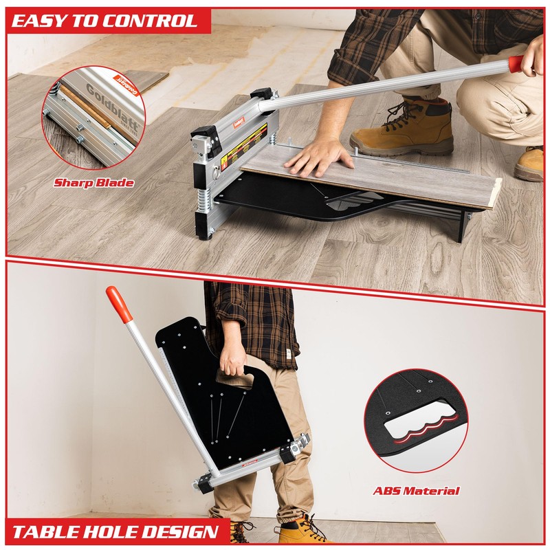 Goldblatt 13" Laminate Floor Cutter, Professional Vinyl Floor Cutter, Aluminum