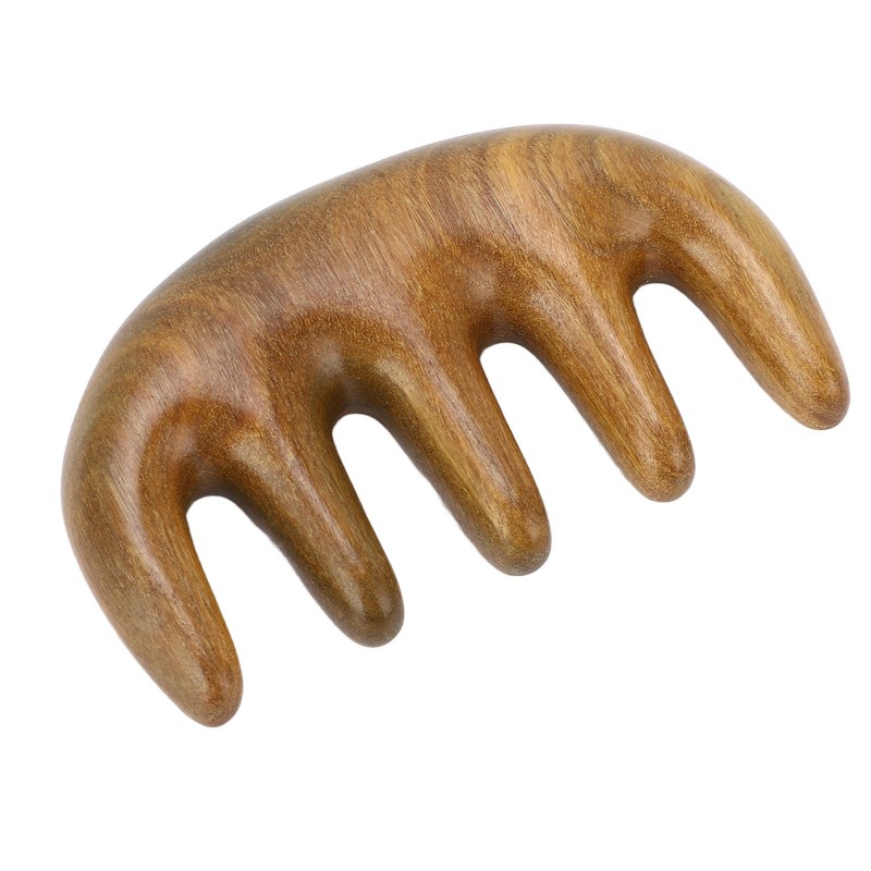 Scalping Massage Comb Handheld Green Sandalwood Massager Wide Tooth Scalping