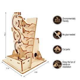 Solar 3D Wooden Puzzle Marble Run DIY Model Kit Craft Sets Wood Mechanical Toys Experiments Projects Birthday Gift for Adult Men Age 14+ Years Old
