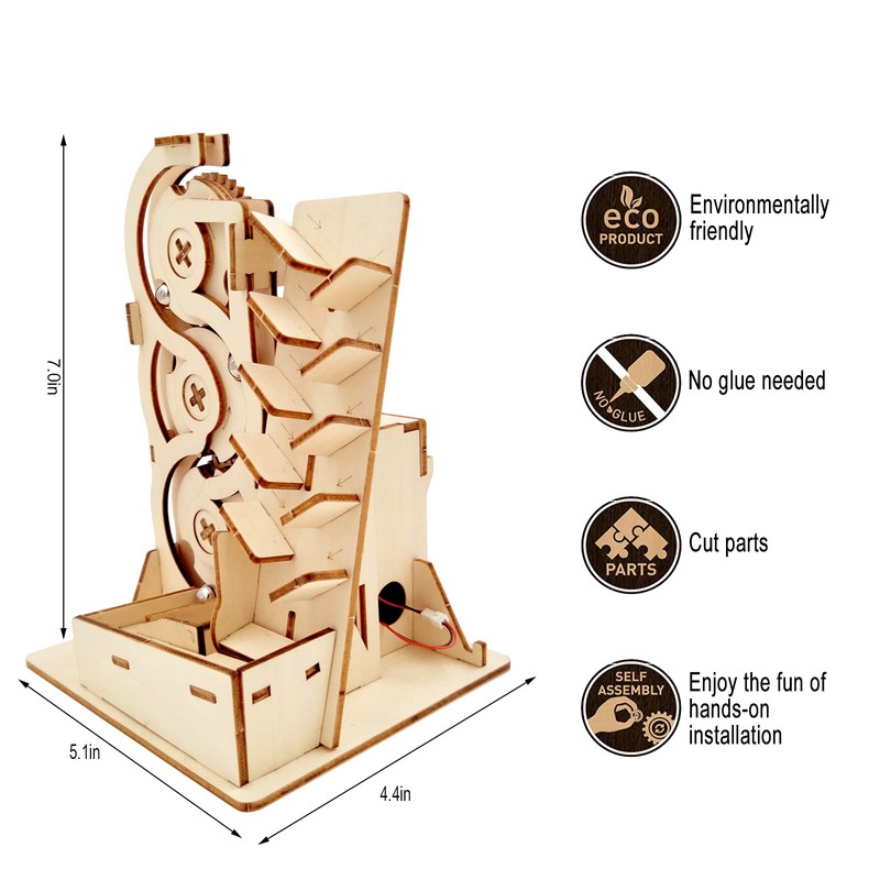 Solar 3D Wooden Puzzle Marble Run DIY Model Kit Craft