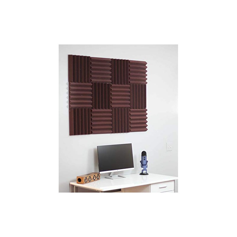 2" Wedge Acoustic Soundproofing Foam Tiles - Burgundy 12 Pack