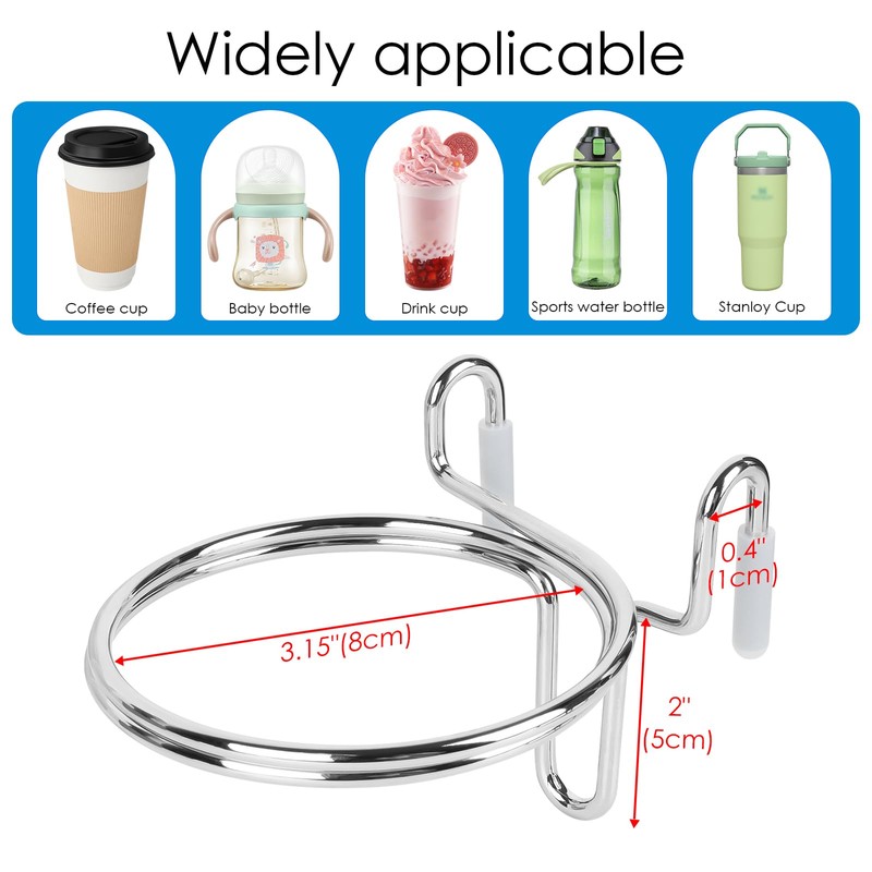 Adorila Stainless Steel Shopping Cart Cup Holder, Portable Cup Holder