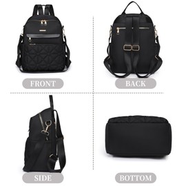 I IHAYNER Nylon Backpack Purse for Women Fashion Multipurpose Handbag Ladies Shoulder Bags Quilted Casual Travel Backpack Black