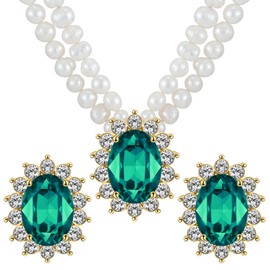 Sisslia Aquamarine Jewelry Sets for Women March Birthstone Pearl Jewelry Set for Women Freshwater Pearl Necklace Jewelry Sets for Women