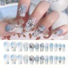 HAPVITAL 24-Piece Set, Nail Tips, Press-On Nails, Popular, 3D, Handmade