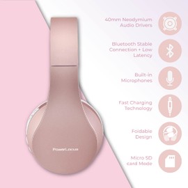 PowerLocus Bluetooth Headphones Over Ear, Foldable Wireless Headphones, Hi-Fi Stereo Headphone with Deep Bass, Micro SD/TF, FM Radio & Wired mode, Built-in Microphones, Soft Earmuffs for Phone/PC