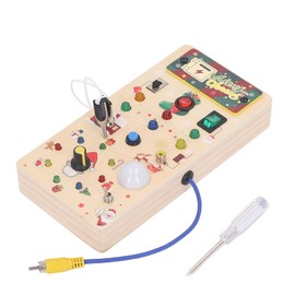 Lights Switch Board Toy Wooden Puzzle Early Education Fine Motor Skill LED Light Switch Board Toy for Christmas Present