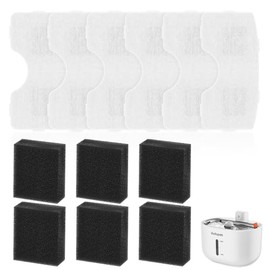 DUDUPET Cat Water Fountains Filters for 3L/101oz Stainless Steel Removable Cat Water Dispenser Filters Replacement with 6 Sponges (Filters, 6Pcs)
