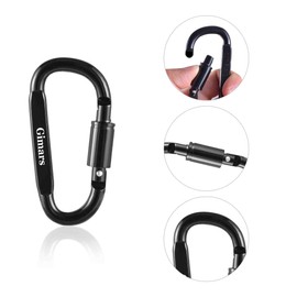Gimars Pack of 10 Carabiners with Screw Cap, Aluminium Keyring Carabiner Hook for Camping, Fishing, Hiking or Travel (Black)