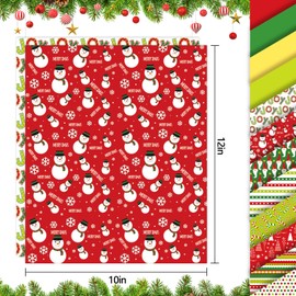 Whaline 12 Sheet Christmas Heat Transfer Vinyl Red Green Cartoon Iron on Vinyl Sheet Xmas Tree Snowflake Santa Adhesive Craft Vinyl Cute HTV Vinyl Craft for Holiday DIY Fabric Decor, 10 x 12inch