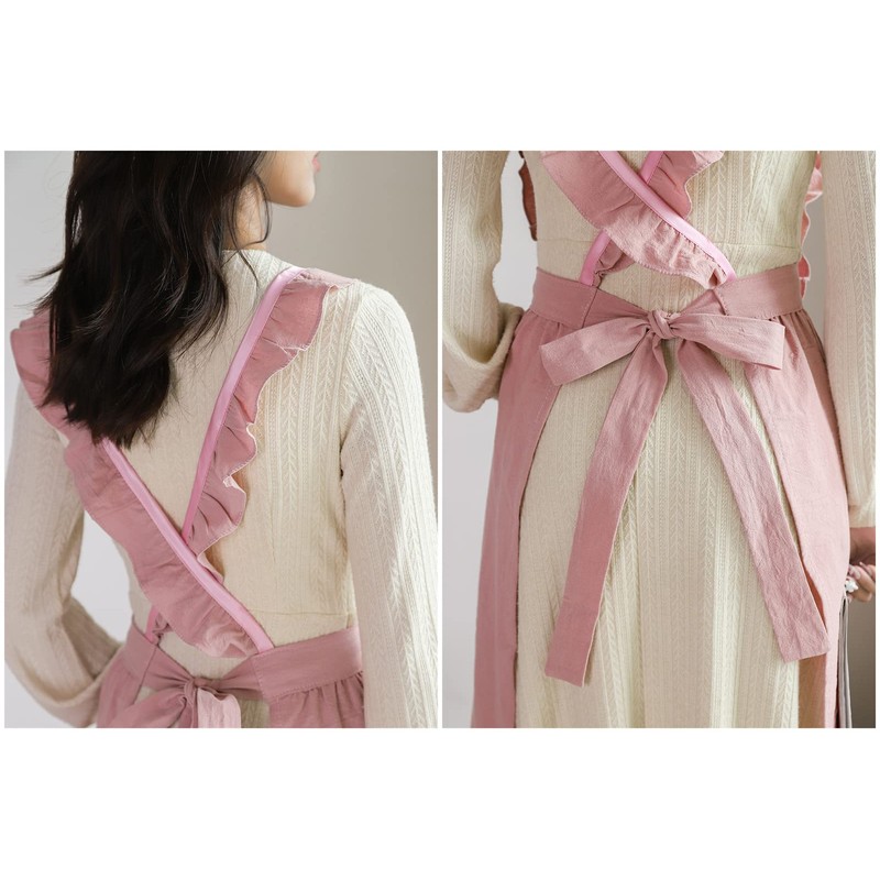 TOWYYO Women's Apron, Cute, Stylish, Frill, Pocket, Shoulder Bag, Kitchen,