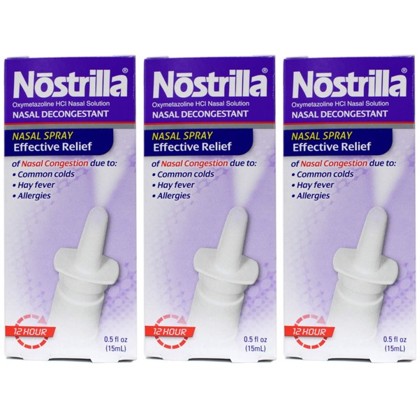 Nostrilla 12 Hour Nasal Decongestant 0.5 Oz (3 Pack) by Nostrilla