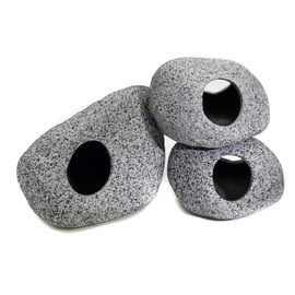 JIH Aquarium Decorations Rock, Ceramic Shelters - Shrimp Habitat, Breeding Tube, Hiding cave, Stackable Fish Tank Decor Cave for Hiding, Betta Fish (J101+J001x2)